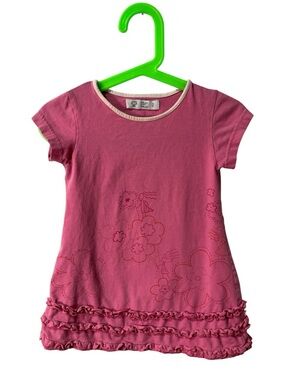 deux par deux Pink Floral Ruffle-Hem Tee Dress